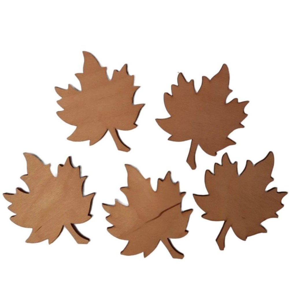 5 Laser Cut Fall Leaves for Crafts or Painting Unfinished wood